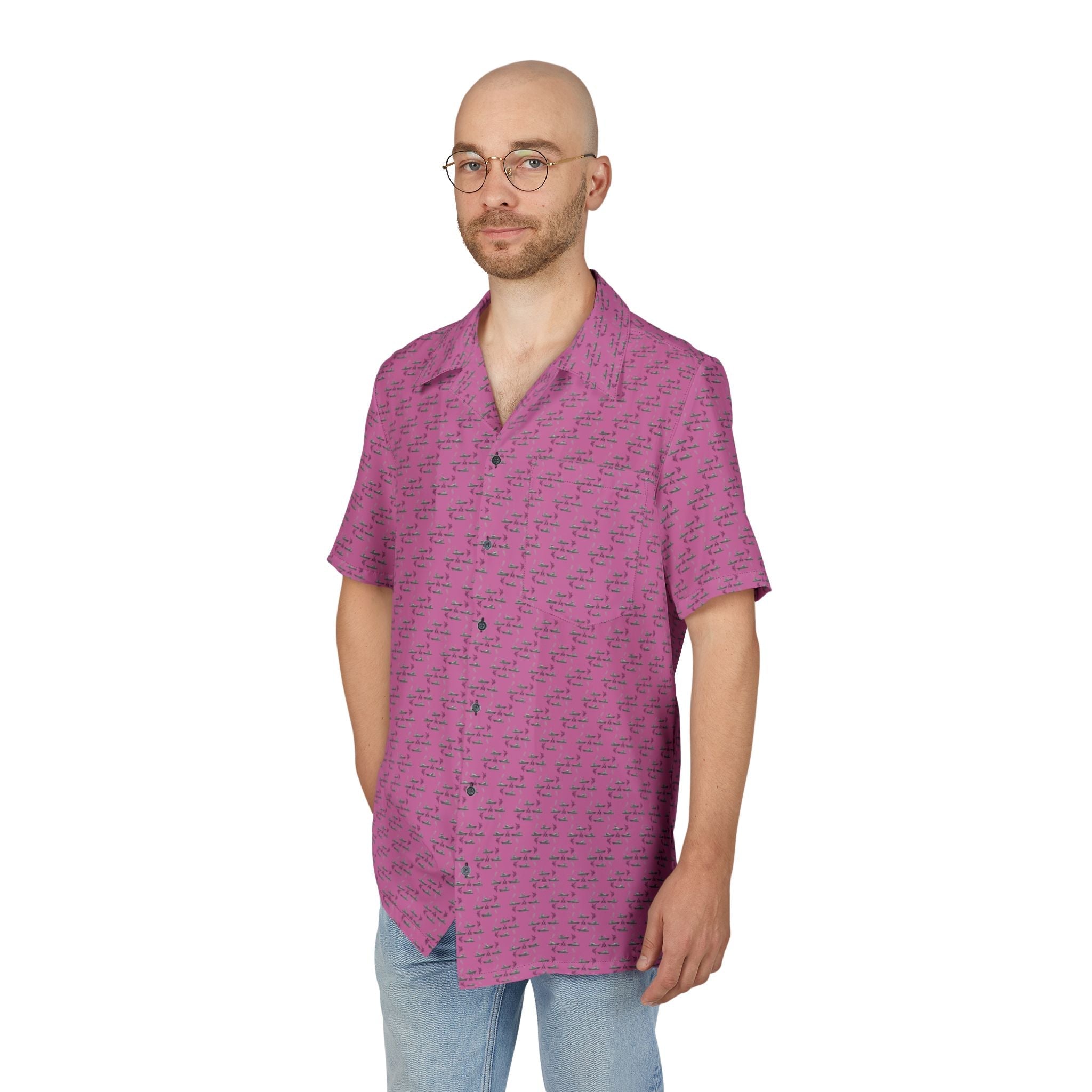 Hawaiian Fishing Shirt - Sportfish Design - Light Pink - Get Tight Gear