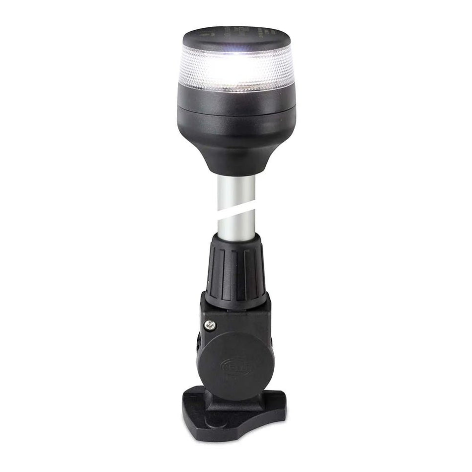 Hella Marine 2nm All Round White Fold Down Pole Navigation Lamp - 8" - Black Base - Get Tight Gear