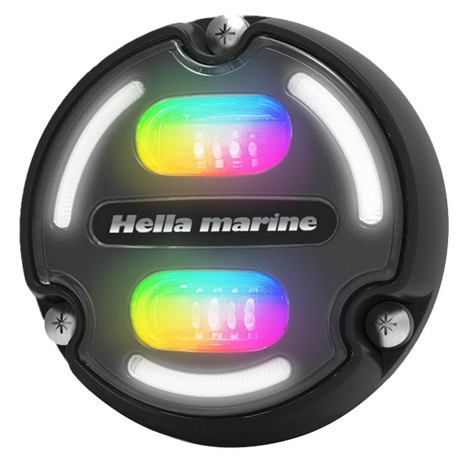 Hella Marine A2 RGB Underwater Light - 3000 Lumens - Black Housing - Charcoal Lens w/Edge Light - Get Tight Gear