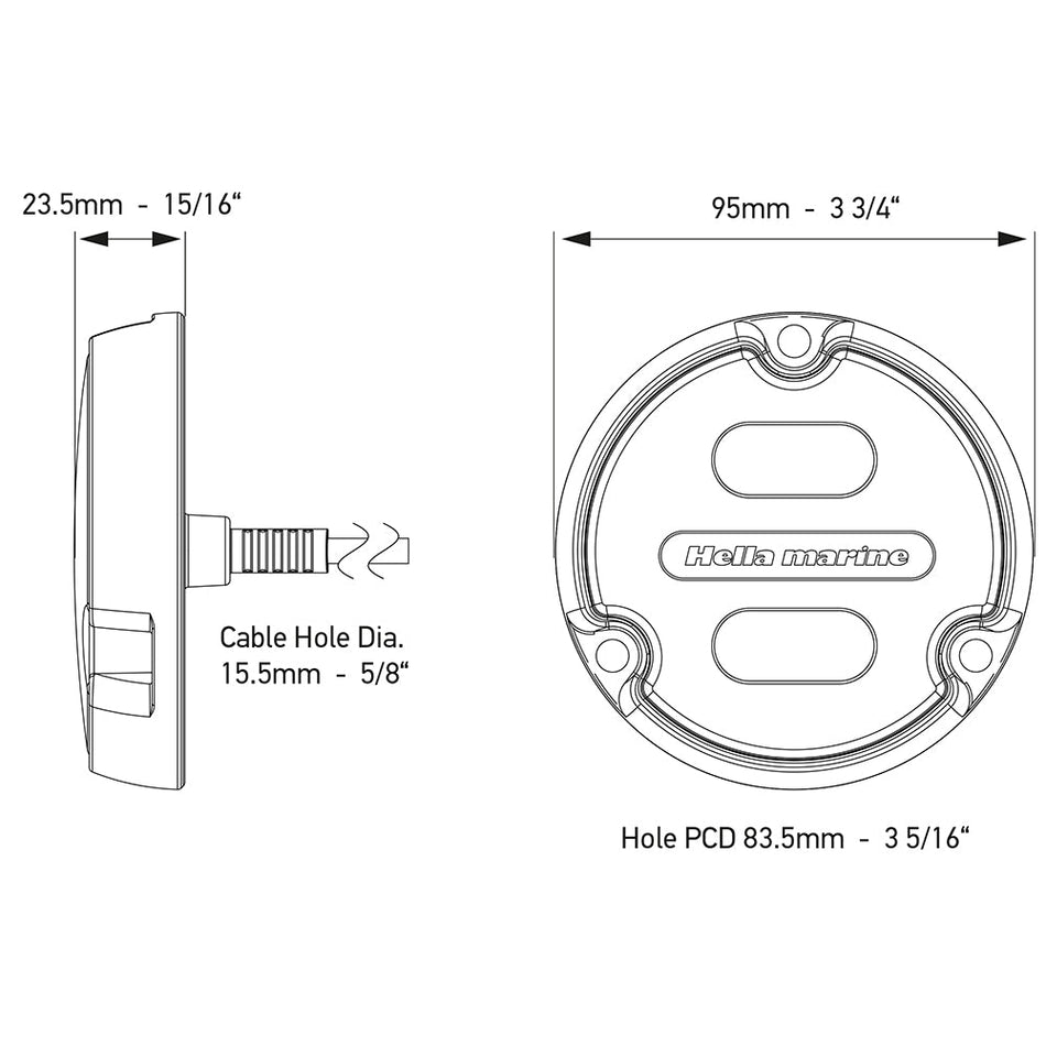 Hella Marine Apelo A1 Blue White Underwater Light - 1800 Lumens - Black Housing - Charcoal Lens - Get Tight Gear