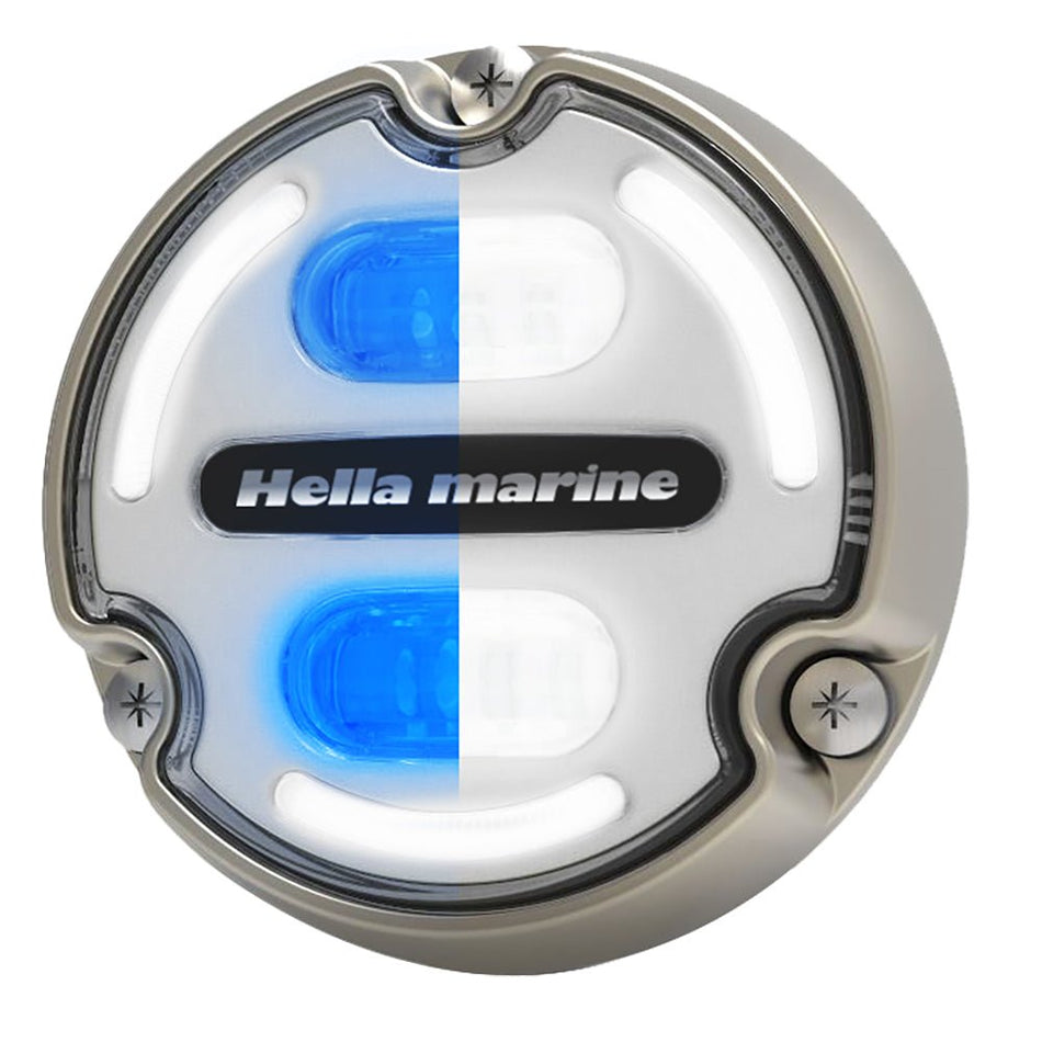 Hella Marine Apelo A2 Blue White Underwater Light - 3000 Lumens - Bronze Housing - White Lens w/Edge Light - Get Tight Gear