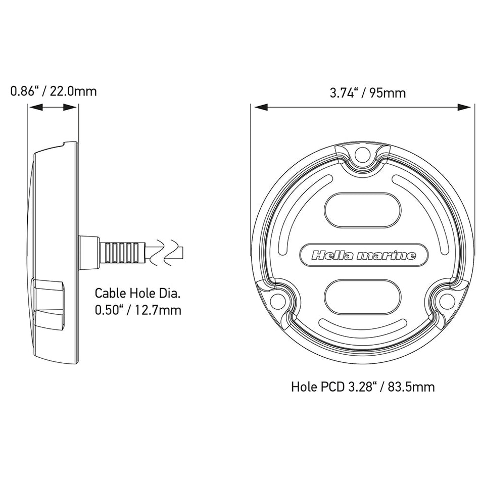 Hella Marine Apelo A2 Blue White Underwater Light - 3000 Lumens - Bronze Housing - White Lens w/Edge Light - Get Tight Gear