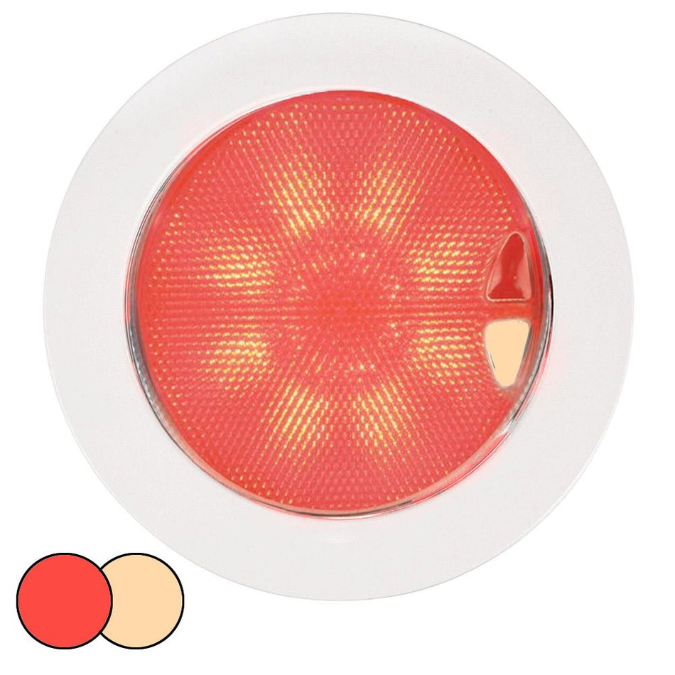 Hella Marine EuroLED 150 Recessed Surface Mount Touch Lamp - Red/Warm White LED - White Plastic Rim - Get Tight Gear