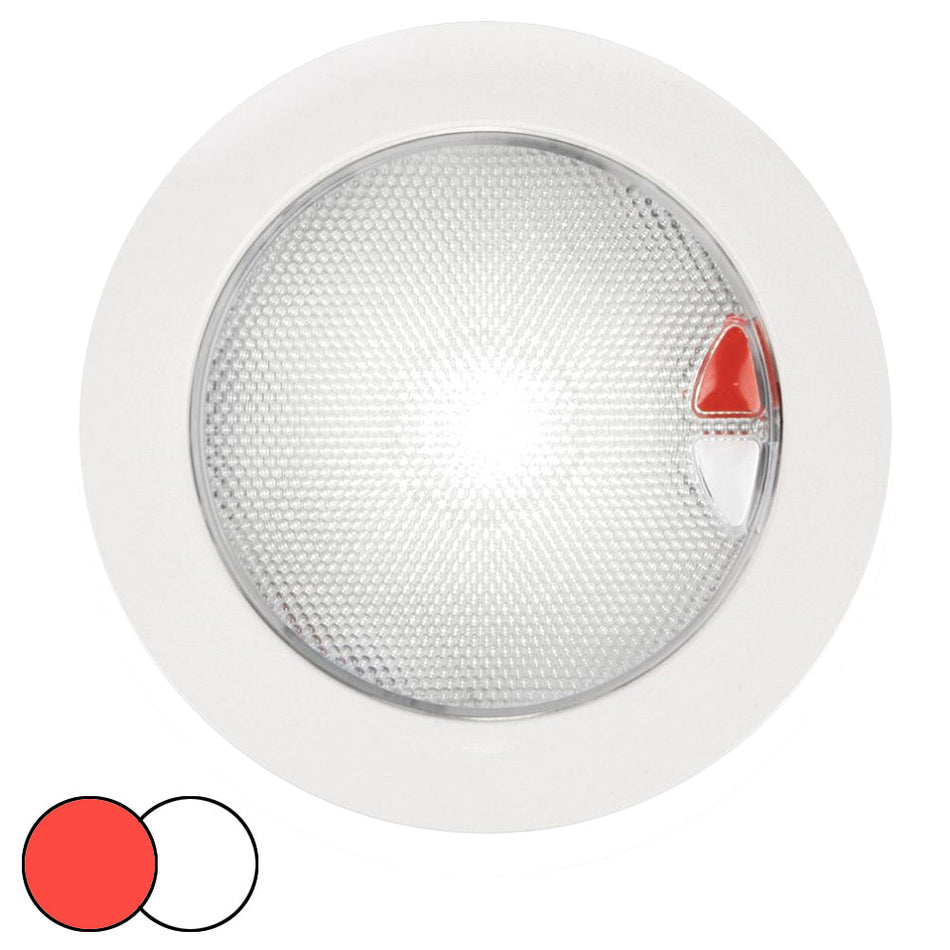Hella Marine EuroLED 150 Recessed Surface Mount Touch Lamp - Red/White LED - White Plastic Rim - Get Tight Gear