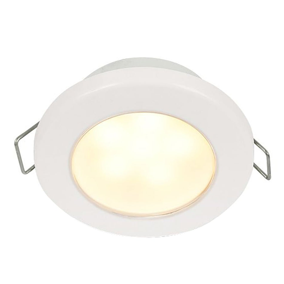 Hella Marine EuroLED 75 3" Round Spring Mount Down Light - Warm White LED - White Plastic Rim - 12V - Get Tight Gear