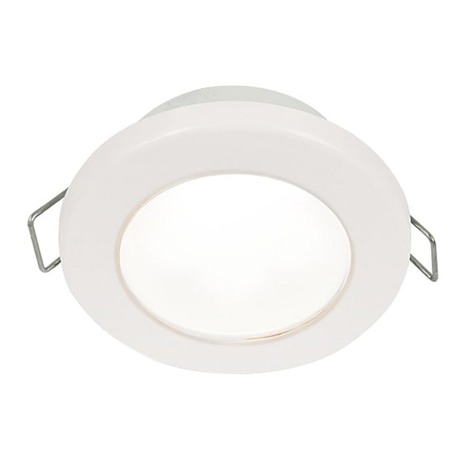 Hella Marine EuroLED 75 3" Round Spring Mount Down Light - White LED - White Plastic Rim - 12V - Get Tight Gear