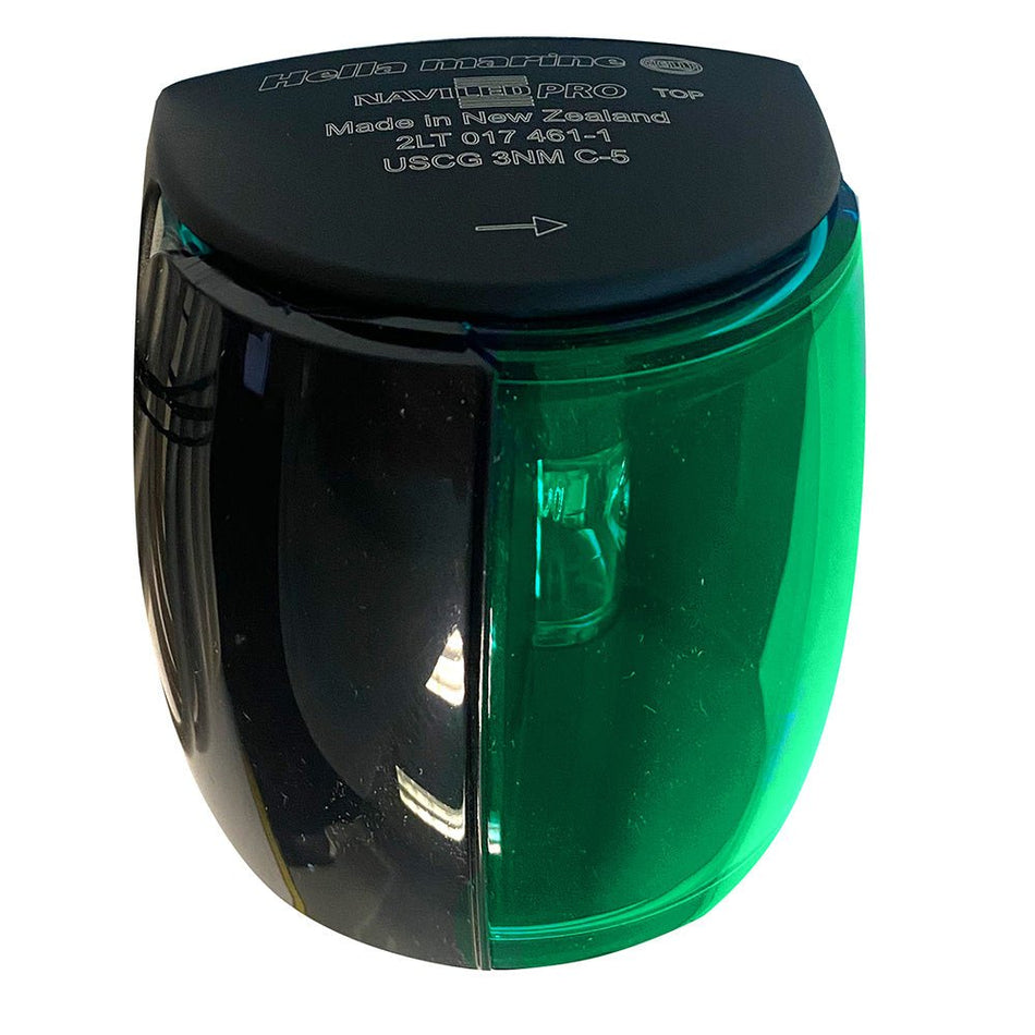 Hella Marine NaviLED PRO Starboard Navigation Lamp - Black - 3NM - Get Tight Gear