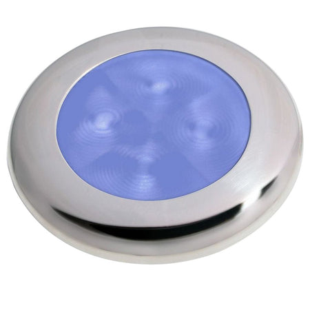 Hella Marine Polished Stainless Steel Rim LED Courtesy Lamp - Blue - Get Tight Gear