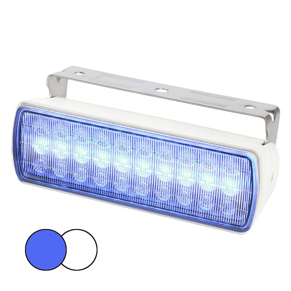 Hella Marine Sea Hawk XL Dual Color LED FloodLights - Blue/White LED - White Housing - Get Tight Gear