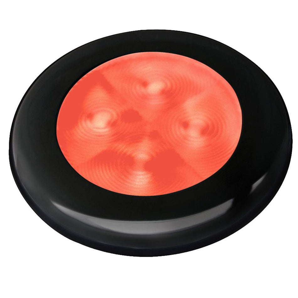 Hella Marine Slim Line LED 'Enhanced Brightness' Round Courtesy Lamp - Red LED - Black Plastic Bezel - 12V - Get Tight Gear