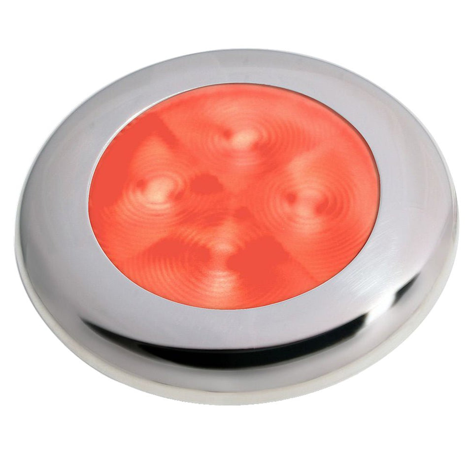 Hella Marine Slim Line LED 'Enhanced Brightness' Round Courtesy Lamp - Red LED - Stainless Steel Bezel - 12V - Get Tight Gear