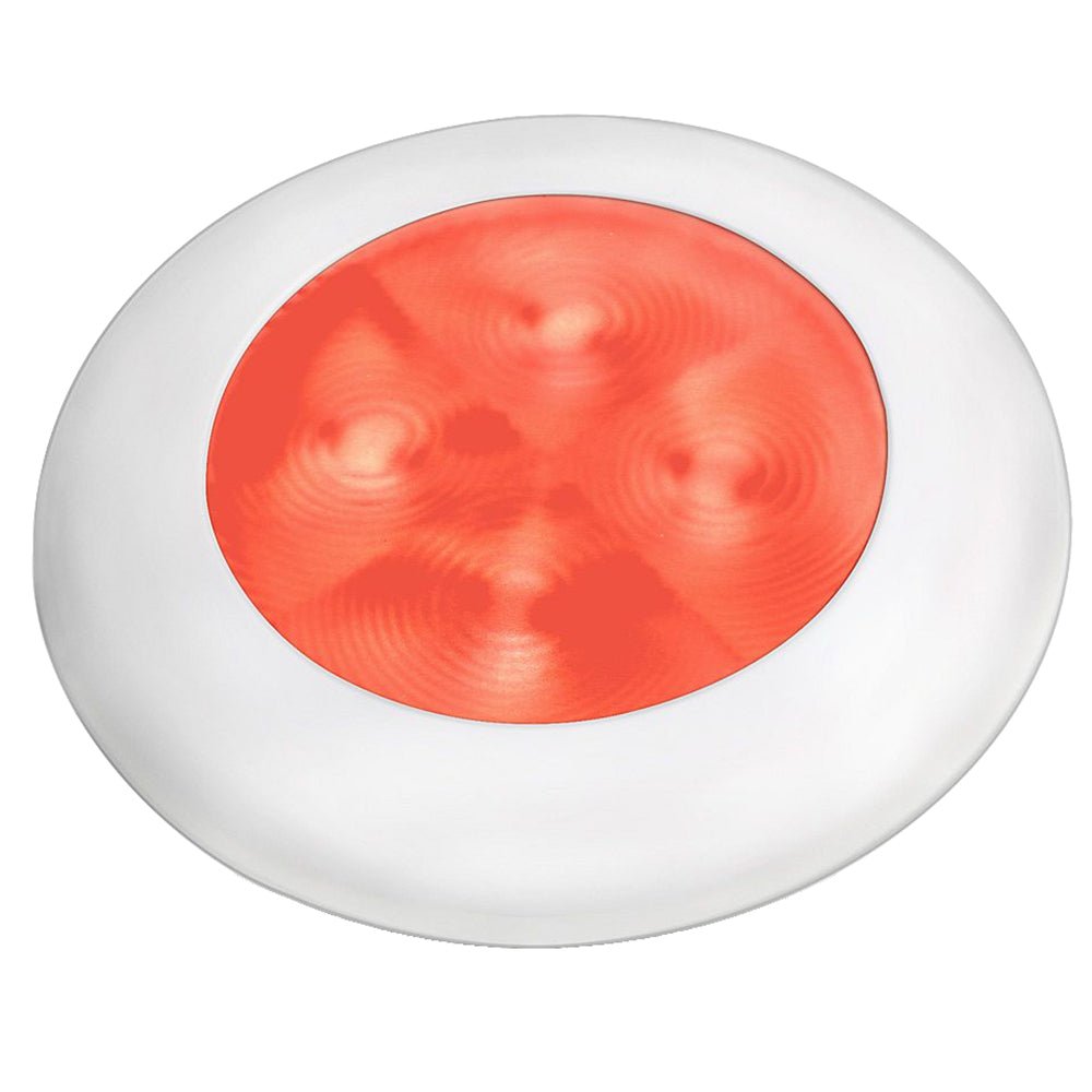 Hella Marine Slim Line LED 'Enhanced Brightness' Round Courtesy Lamp - Red LED - White Plastic Bezel - 12V - Get Tight Gear