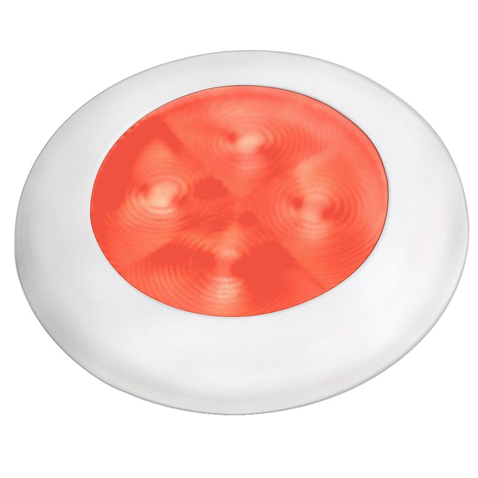 Hella Marine Slim Line LED 'Enhanced Brightness' Round Courtesy Lamp - Red LED - White Plastic Bezel - 12V - Get Tight Gear