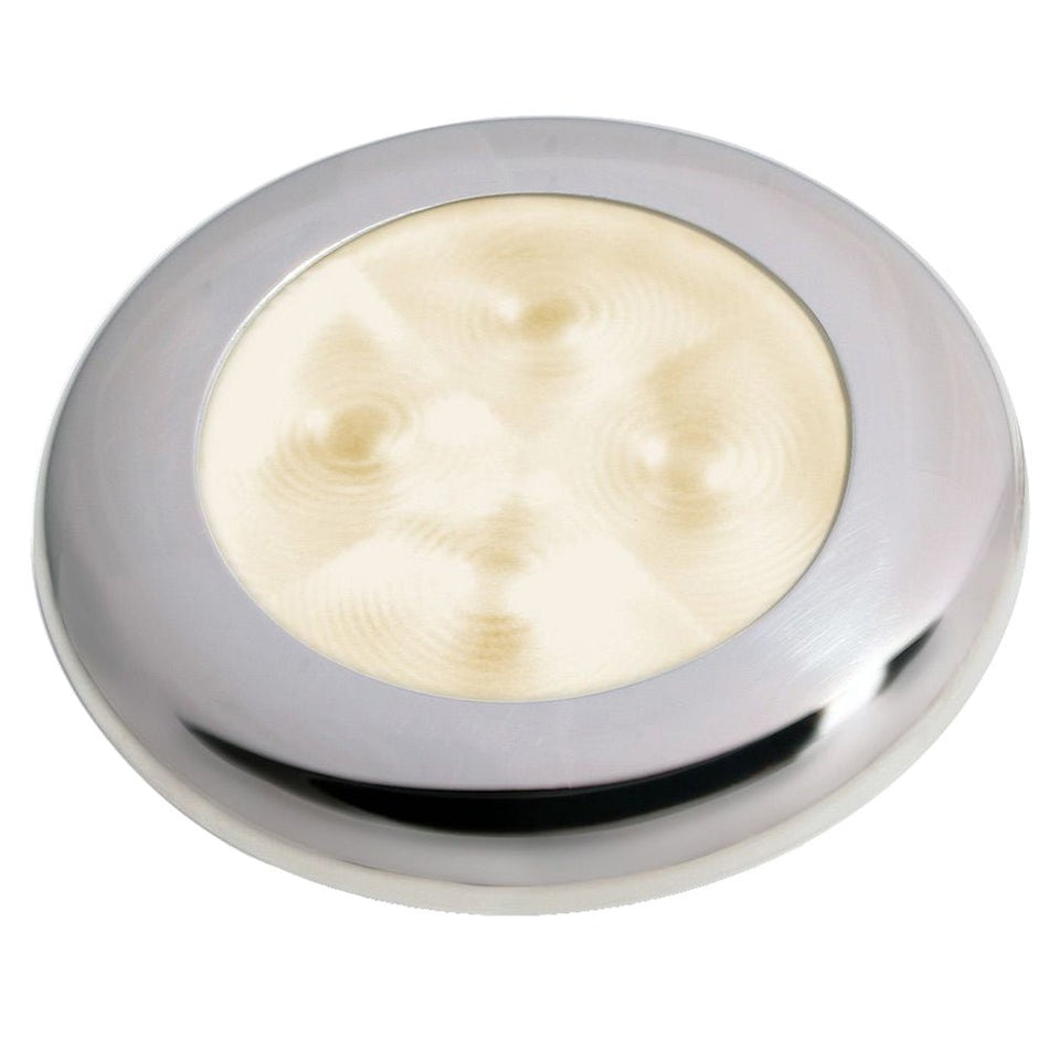 Hella Marine Slim Line LED 'Enhanced Brightness' Round Courtesy Lamp - Warm White LED - Stainless Steel Bezel - 12V - Get Tight Gear