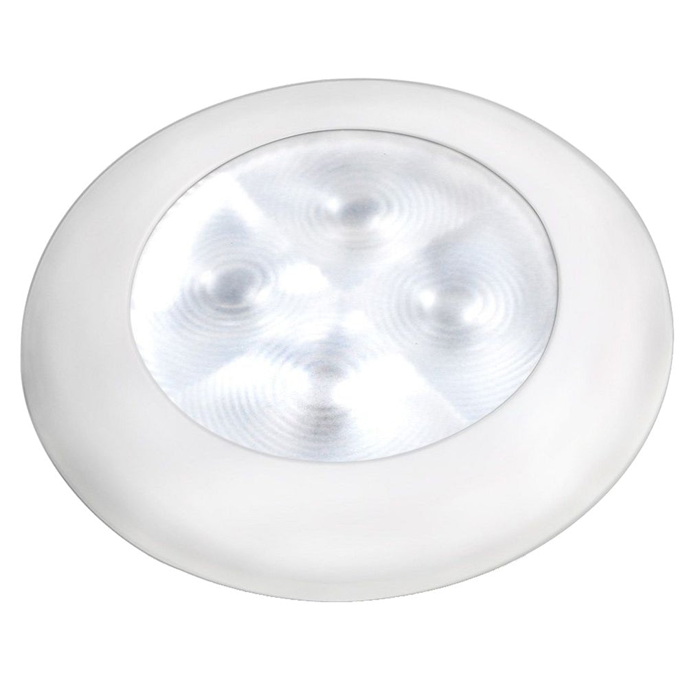 Hella Marine Slim Line LED 'Enhanced Brightness' Round Courtesy Lamp - White LED - White Plastic Bezel - 12V - Get Tight Gear