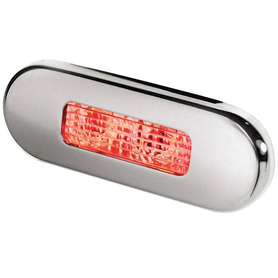 Hella Marine Surface Mount Oblong LED Courtesy Lamp - Red LED - Stainless Steel Bezel - Get Tight Gear