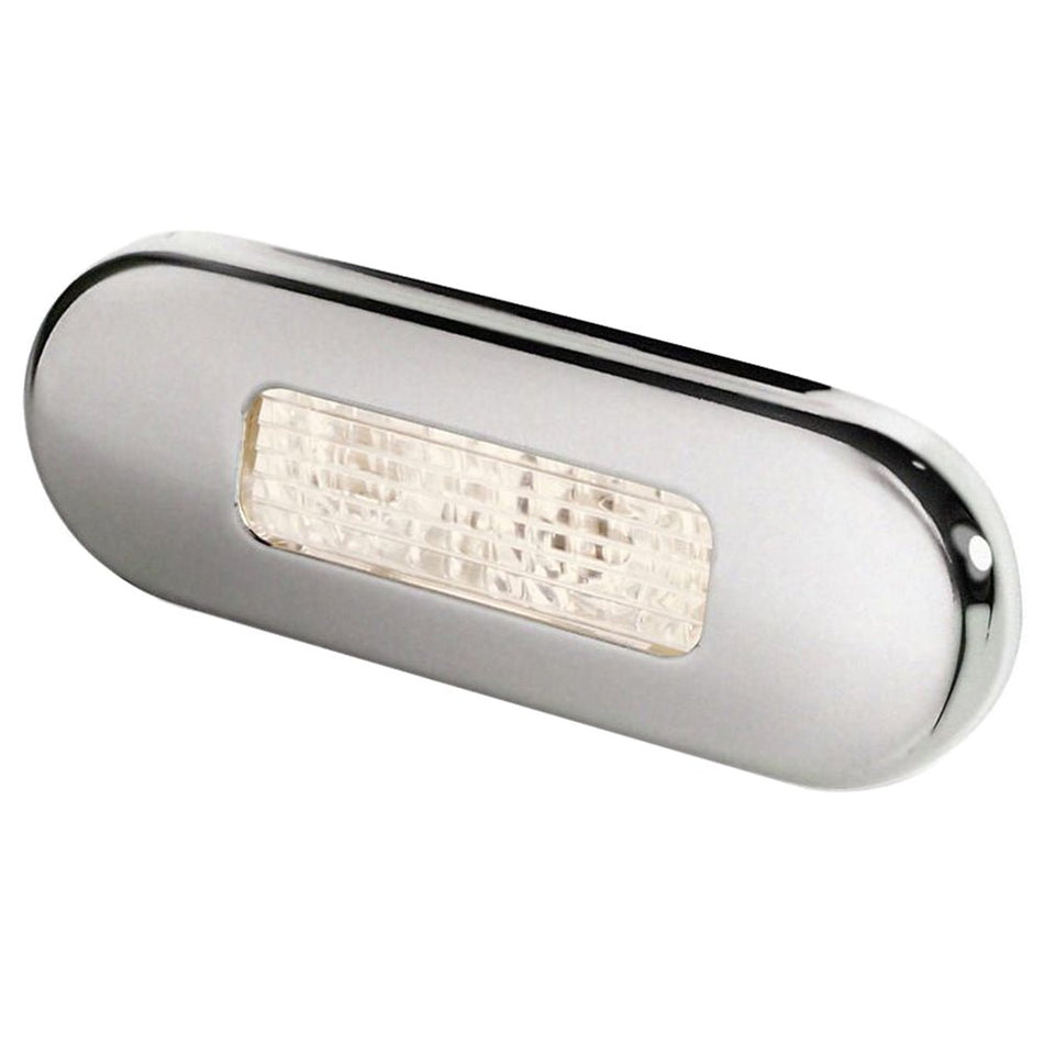 Hella Marine Surface Mount Oblong LED Courtesy Lamp - Warm White LED - Stainless Steel Bezel - Get Tight Gear