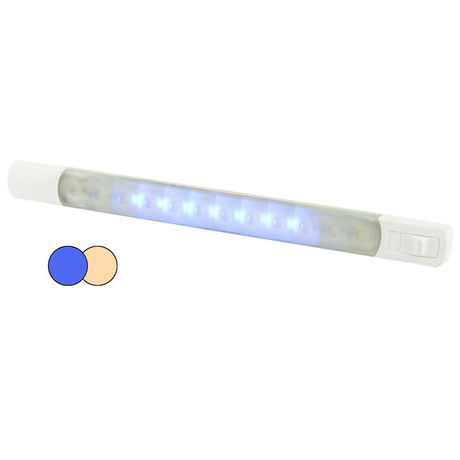 Hella Marine Surface Strip Light w/Switch - Warm White/Blue LEDs - 12V - Get Tight Gear