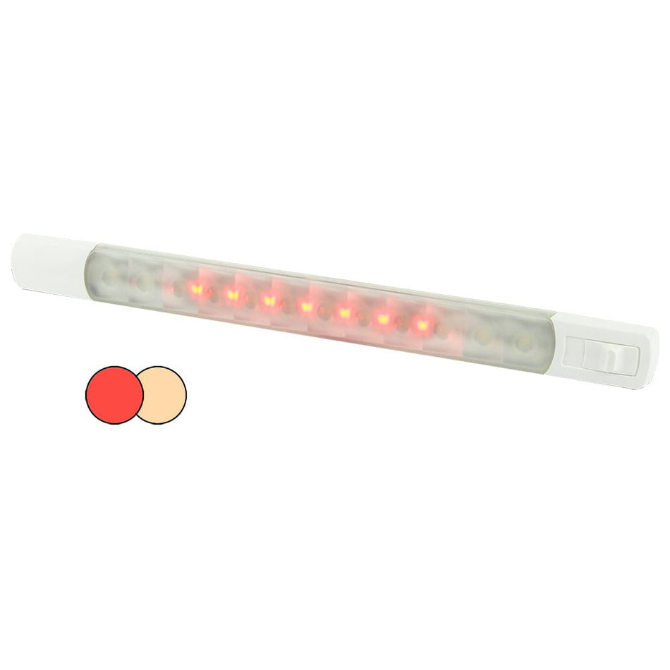 Hella Marine Surface Strip Light w/Switch - Warm White/Red LEDs - 12V - Get Tight Gear