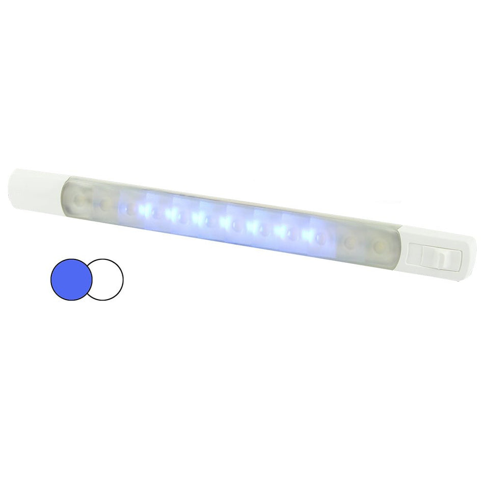Hella Marine Surface Strip Light w/Switch - White/Blue LEDs - 12V - Get Tight Gear
