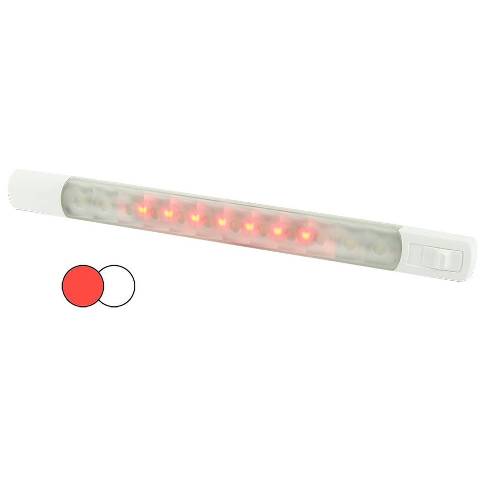 Hella Marine Surface Strip Light w/Switch - White/Red LEDs - 12V - Get Tight Gear