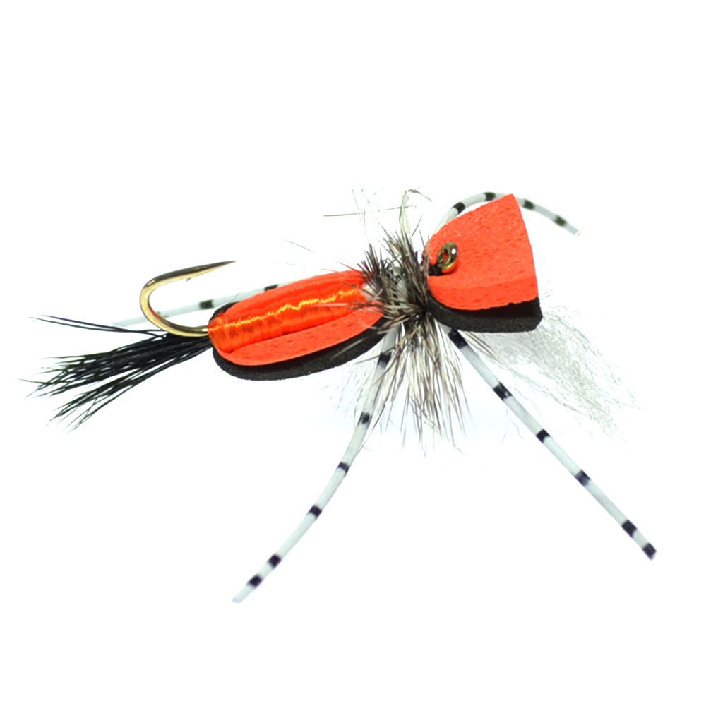Hippie Stomper Black Orange Foam Body Grasshopper Dry Fly - 4 Flies Size 10 - Get Tight Gear