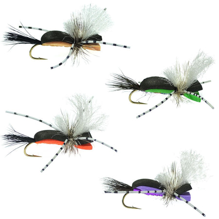 Hippie Stomper Size 14 Sampler - 4 Flies Foam Body Grasshopper Dry Fly - Get Tight Gear
