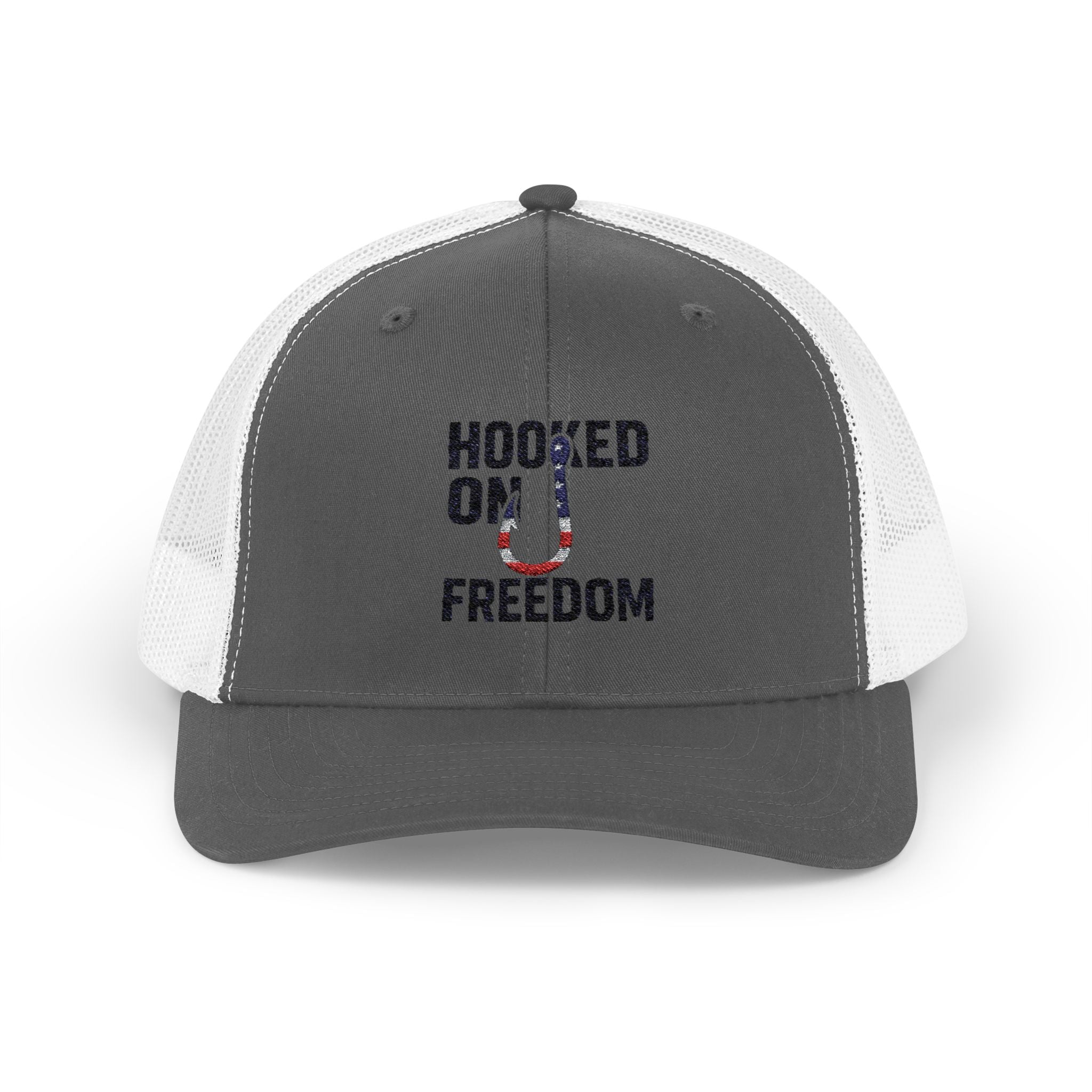 Hooked on Freedom Snapback Cap - Trendy Mesh Hat, Patriotic Gift, Outdoor Wear, Summer Style, Freedom Lovers - Get Tight Gear