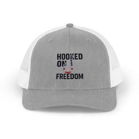Hooked on Freedom Snapback Cap - Trendy Mesh Hat, Patriotic Gift, Outdoor Wear, Summer Style, Freedom Lovers - Get Tight Gear