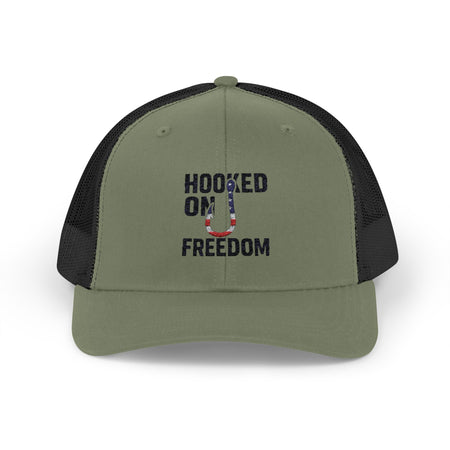Hooked on Freedom Snapback Cap - Trendy Mesh Hat, Patriotic Gift, Outdoor Wear, Summer Style, Freedom Lovers - Get Tight Gear