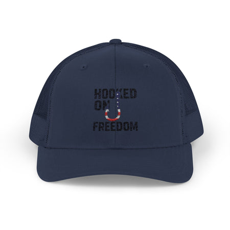 Hooked on Freedom Snapback Cap - Trendy Mesh Hat, Patriotic Gift, Outdoor Wear, Summer Style, Freedom Lovers - Get Tight Gear
