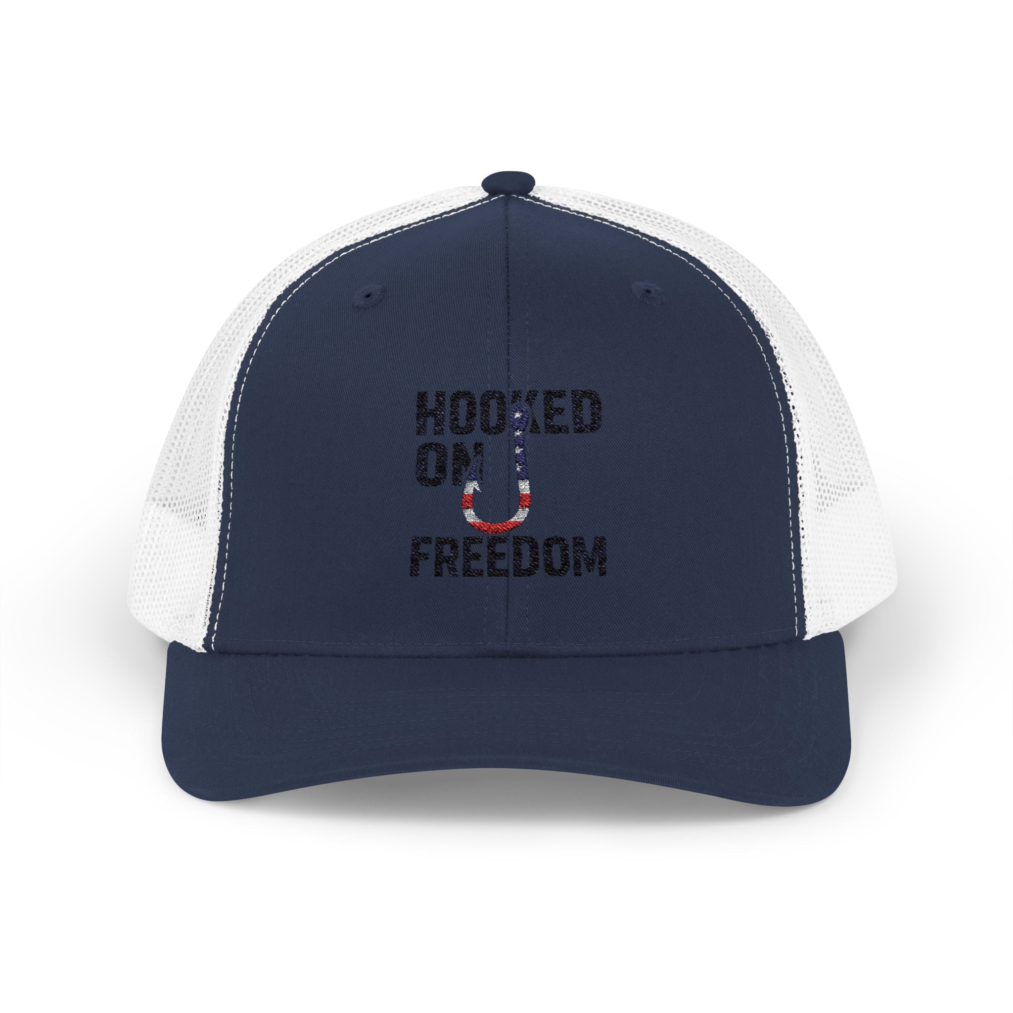 Hooked on Freedom Snapback Cap - Trendy Mesh Hat, Patriotic Gift, Outdoor Wear, Summer Style, Freedom Lovers - Get Tight Gear