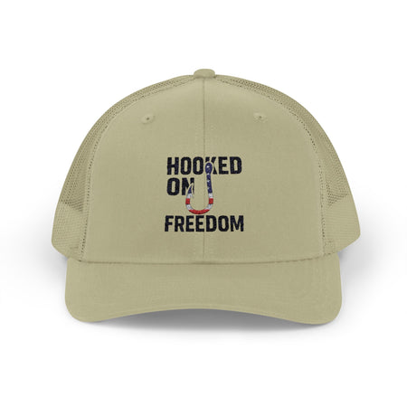 Hooked on Freedom Snapback Cap - Trendy Mesh Hat, Patriotic Gift, Outdoor Wear, Summer Style, Freedom Lovers - Get Tight Gear
