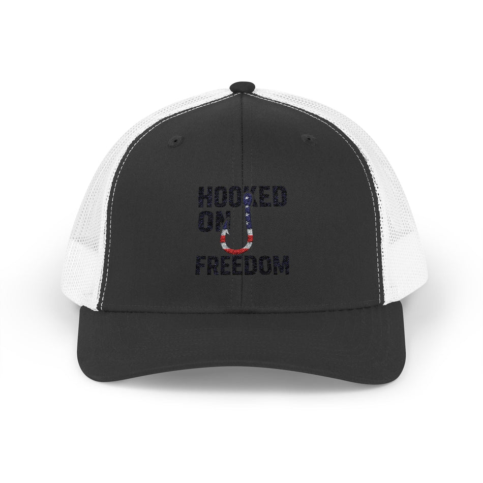 Hooked on Freedom Snapback Cap - Trendy Mesh Hat, Patriotic Gift, Outdoor Wear, Summer Style, Freedom Lovers - Get Tight Gear