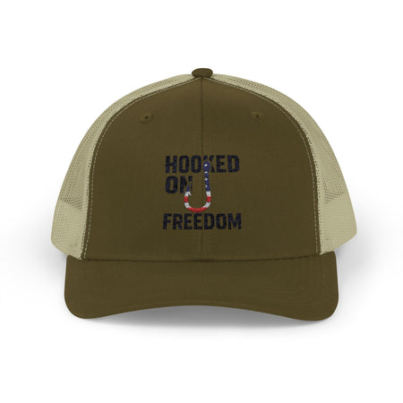 Hooked on Freedom Snapback Cap - Trendy Mesh Hat, Patriotic Gift, Outdoor Wear, Summer Style, Freedom Lovers - Get Tight Gear