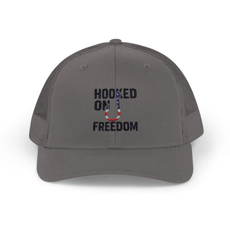 Hooked on Freedom Snapback Cap - Trendy Mesh Hat, Patriotic Gift, Outdoor Wear, Summer Style, Freedom Lovers - Get Tight Gear
