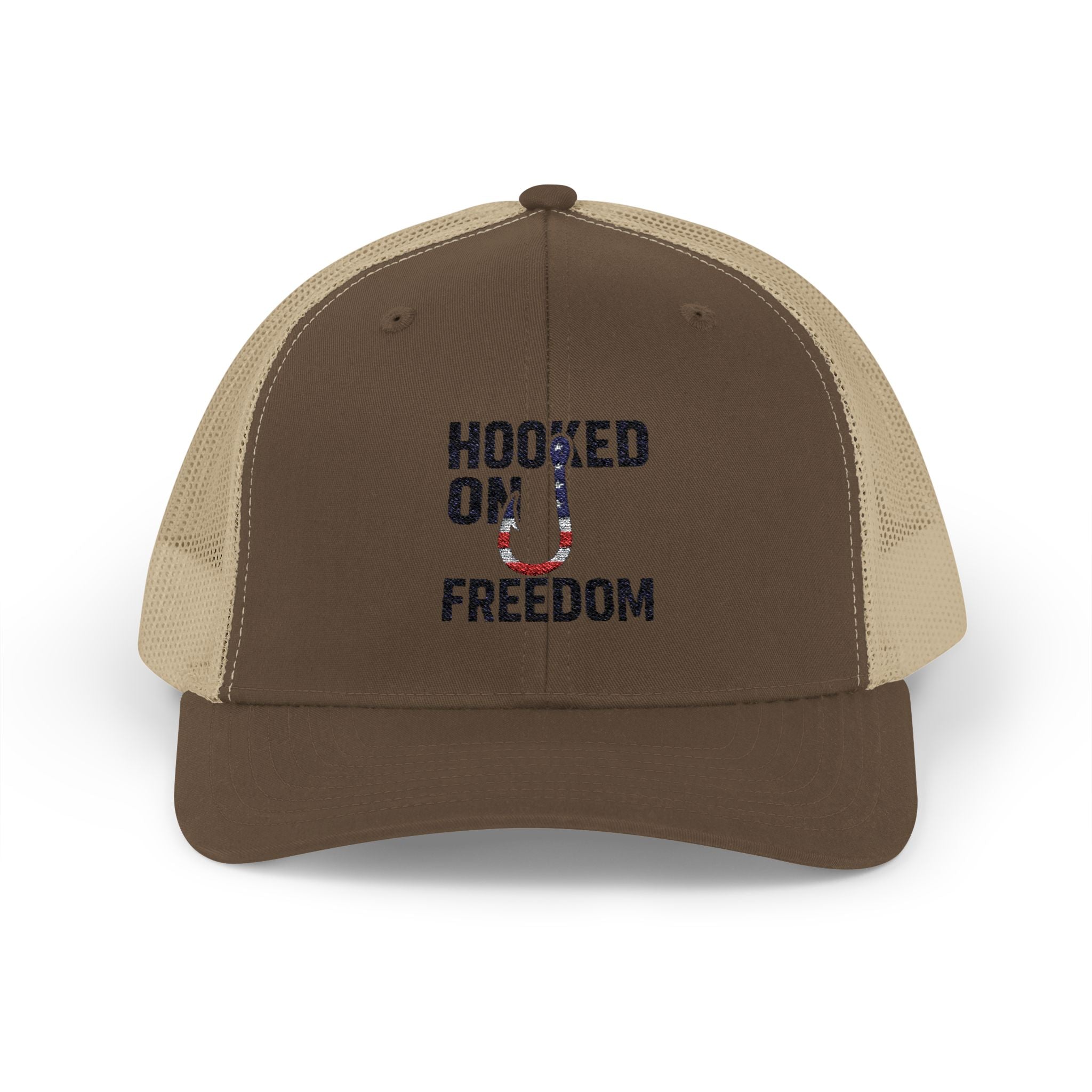 Hooked on Freedom Snapback Cap - Trendy Mesh Hat, Patriotic Gift, Outdoor Wear, Summer Style, Freedom Lovers - Get Tight Gear