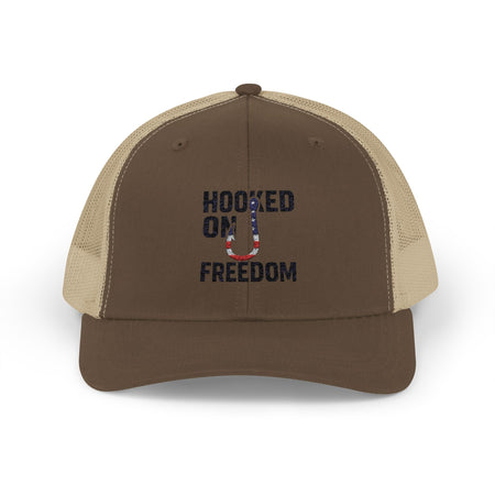 Hooked on Freedom Snapback Cap - Trendy Mesh Hat, Patriotic Gift, Outdoor Wear, Summer Style, Freedom Lovers - Get Tight Gear