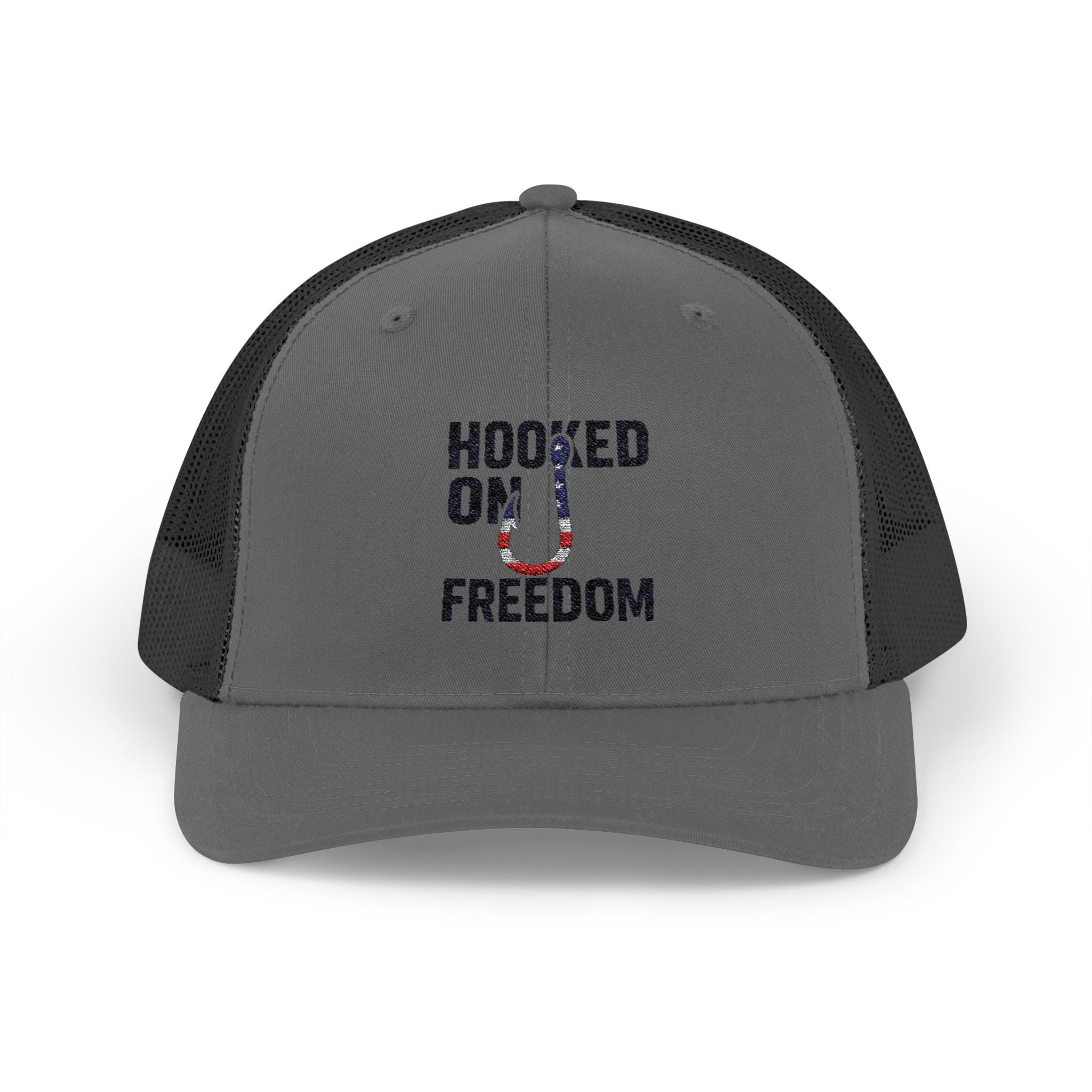 Hooked on Freedom Snapback Cap - Trendy Mesh Hat, Patriotic Gift, Outdoor Wear, Summer Style, Freedom Lovers - Get Tight Gear