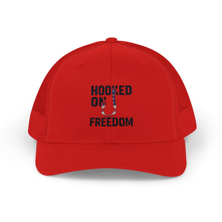 Hooked on Freedom Snapback Cap - Trendy Mesh Hat, Patriotic Gift, Outdoor Wear, Summer Style, Freedom Lovers - Get Tight Gear