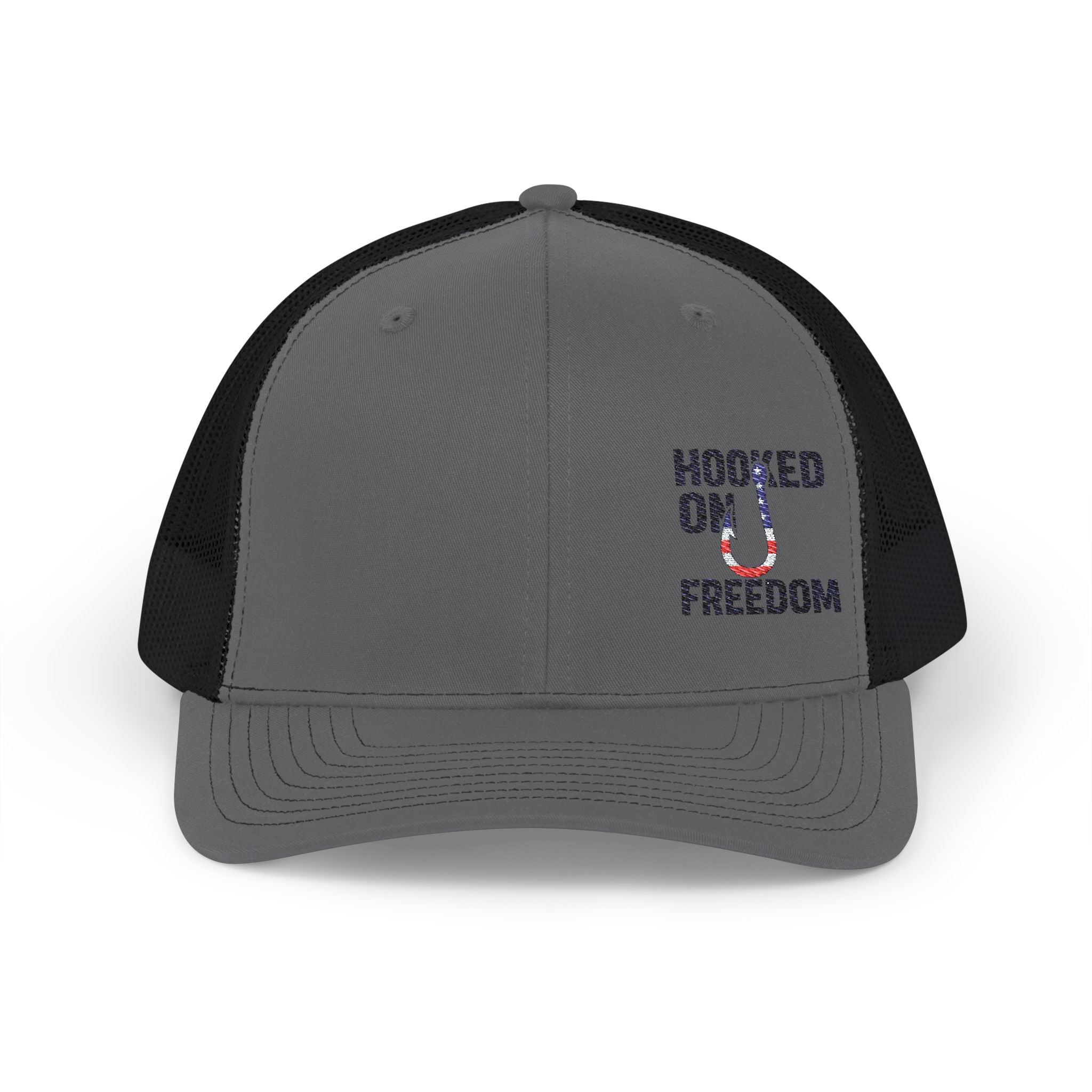 Hooked on Freedom Snapback Trucker Cap - Embroidered Fishing Hat - Get Tight Gear