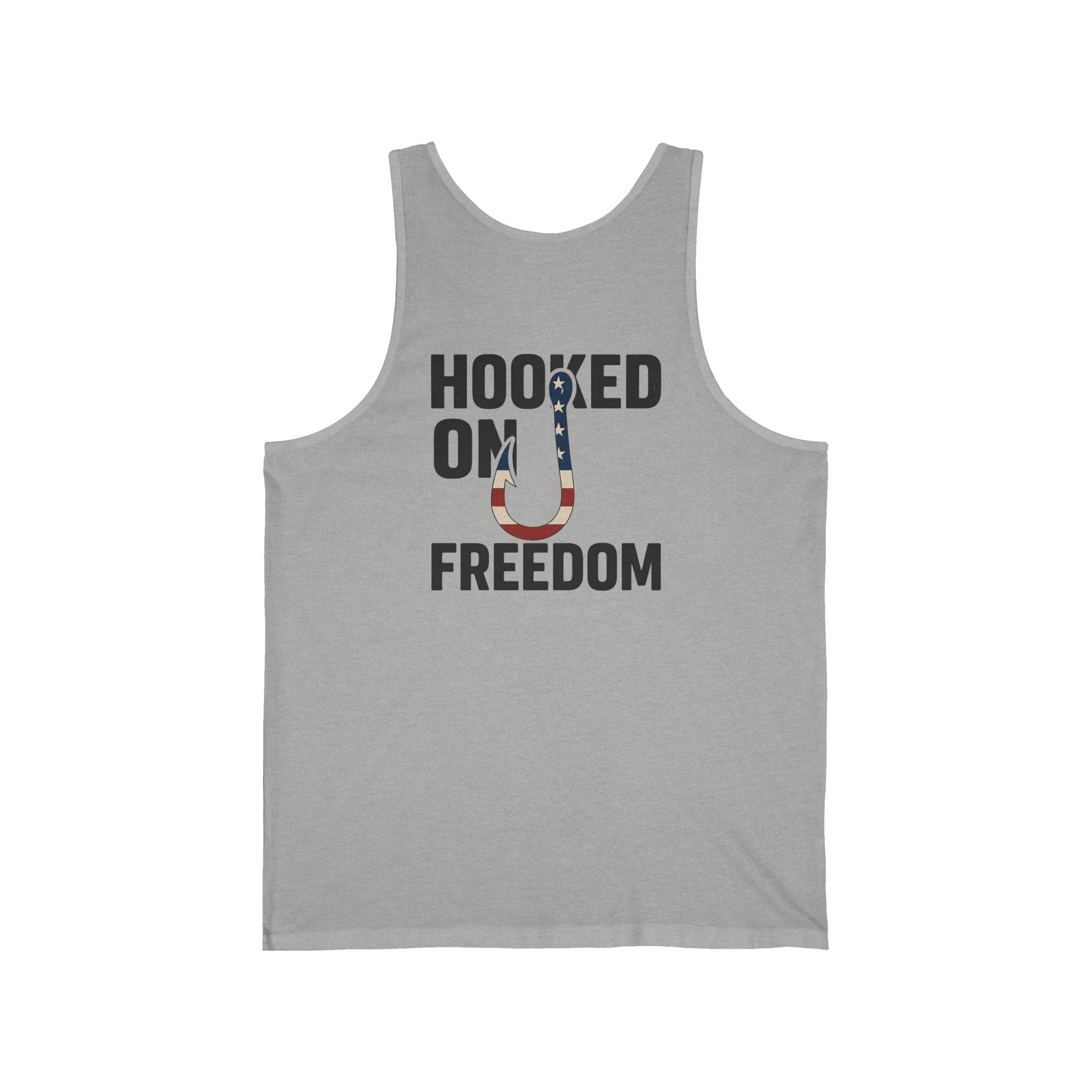 Hooked on Freedom Unisex Jersey Tank - Casual Summer Wear for Fishing Enthusiasts - Get Tight Gear