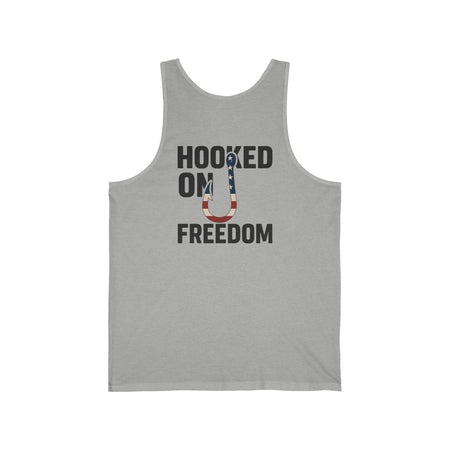 Hooked on Freedom Unisex Jersey Tank - Casual Summer Wear for Fishing Enthusiasts - Get Tight Gear