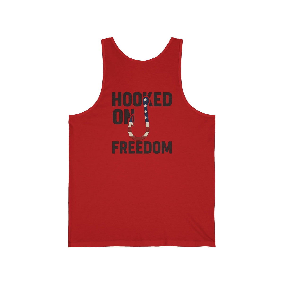 Hooked on Freedom Unisex Jersey Tank - Casual Summer Wear for Fishing Enthusiasts - Get Tight Gear