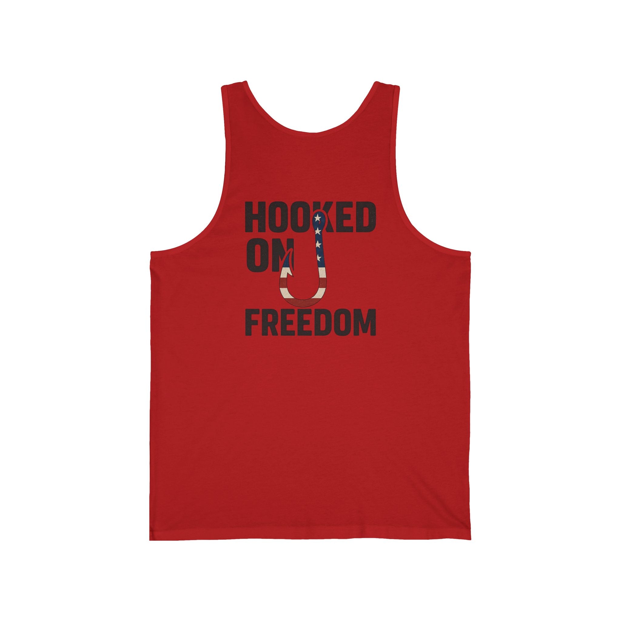 Hooked on Freedom Unisex Jersey Tank - Casual Summer Wear for Fishing Enthusiasts - Get Tight Gear