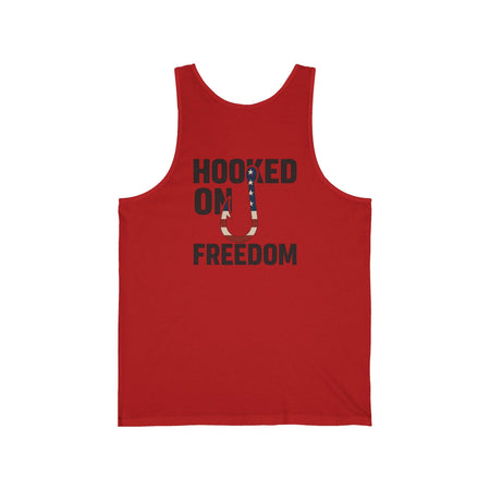 Hooked on Freedom Unisex Jersey Tank - Casual Summer Wear for Fishing Enthusiasts - Get Tight Gear