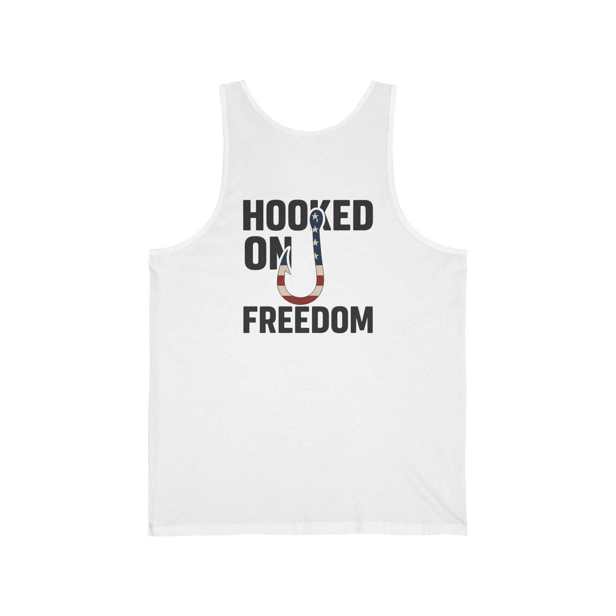 Hooked on Freedom Unisex Jersey Tank - Casual Summer Wear for Fishing Enthusiasts - Get Tight Gear