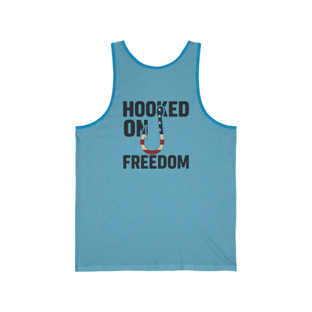 Hooked on Freedom Unisex Jersey Tank - Casual Summer Wear for Fishing Enthusiasts - Get Tight Gear
