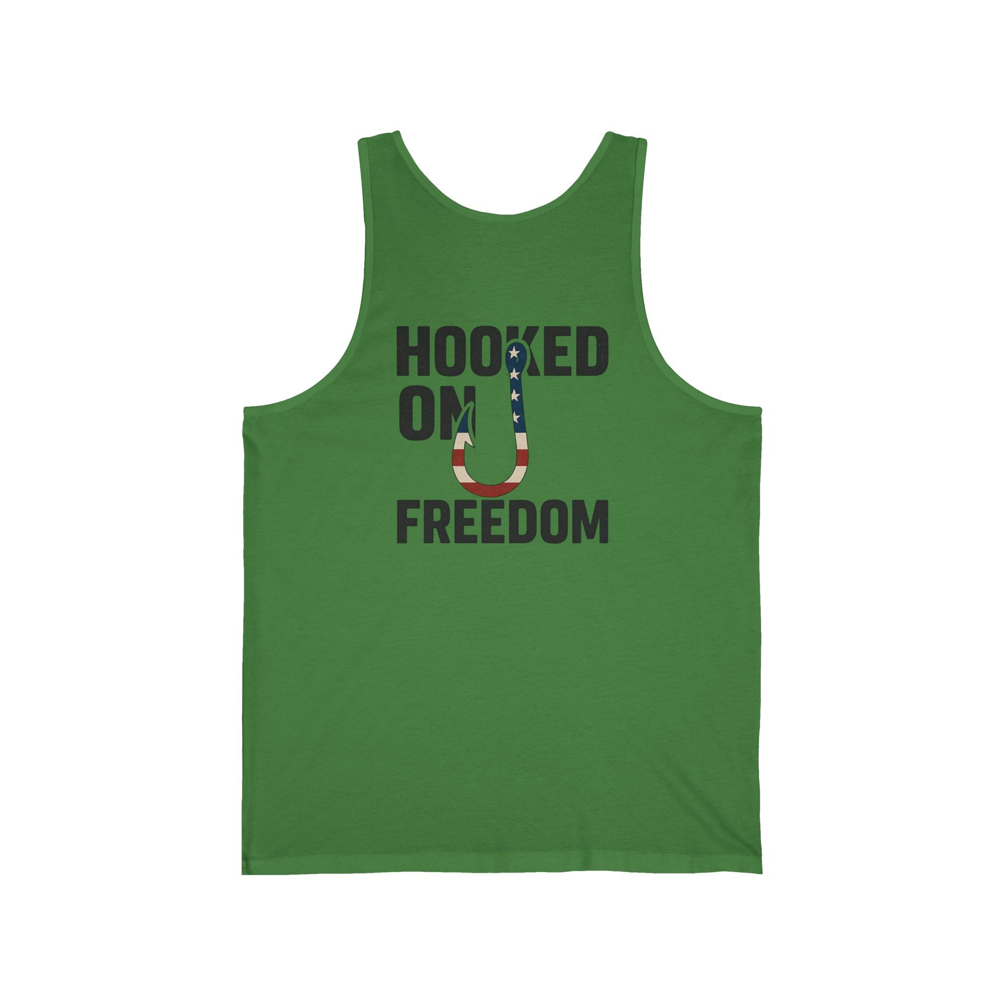 Hooked on Freedom Unisex Jersey Tank - Casual Summer Wear for Fishing Enthusiasts - Get Tight Gear