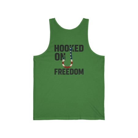 Hooked on Freedom Unisex Jersey Tank - Casual Summer Wear for Fishing Enthusiasts - Get Tight Gear